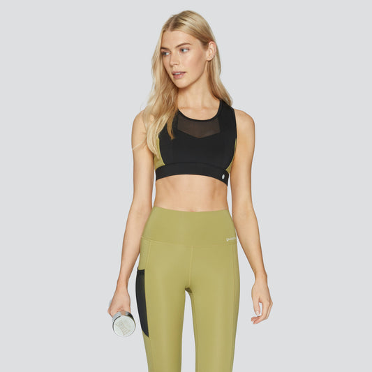 Diamond Sustainable Sports Bra - Green & Black